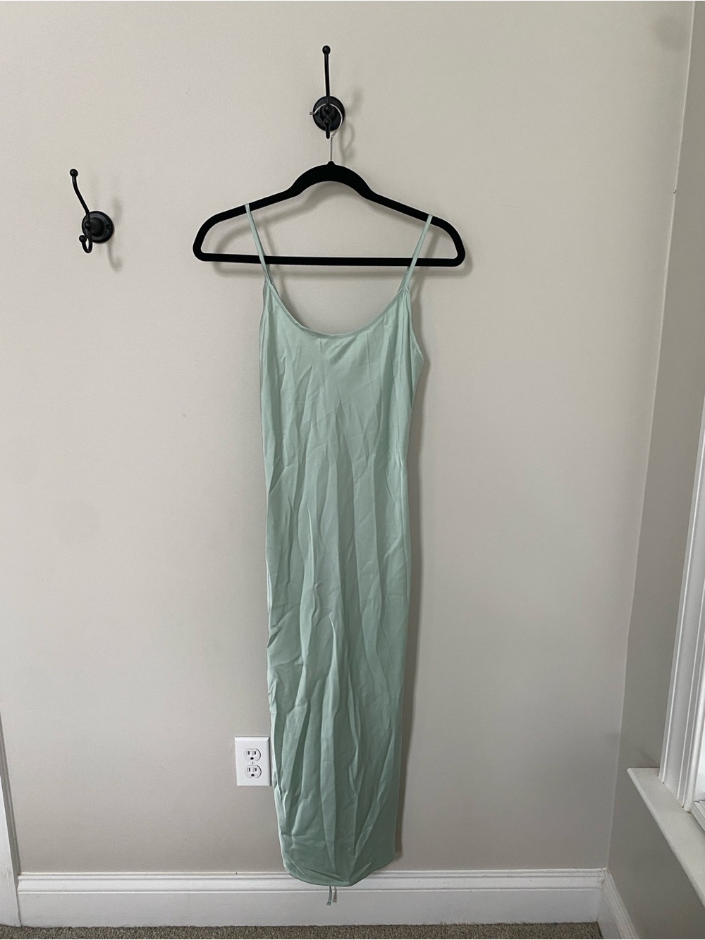 KILO BRAVA Whimsical Coquette Mint Green Satin Slip Lace-Up Midi Dress Size L
